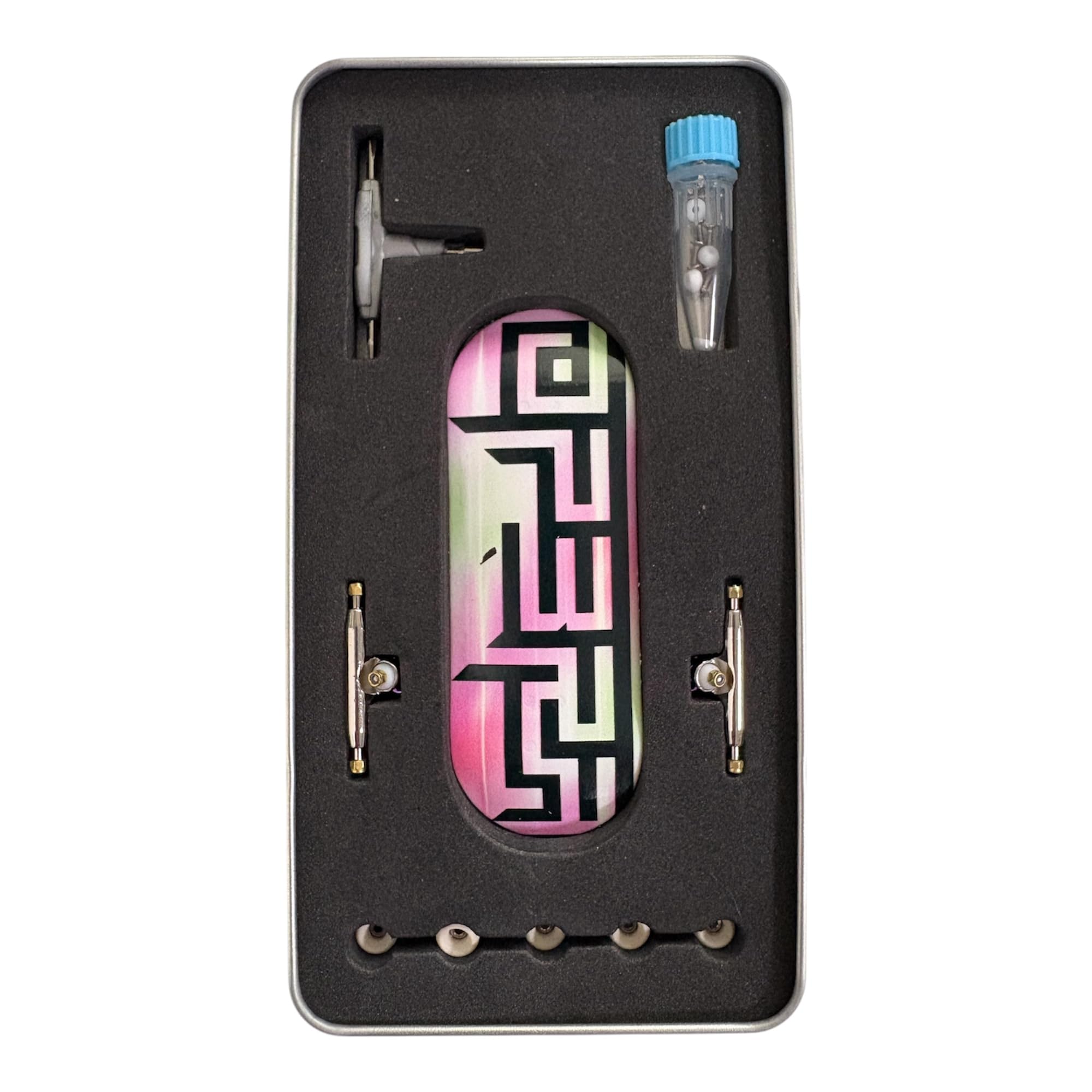 LEEFAI Pro Fingerboard Complete 34 * 96mm Maples Wood Medium concave Medium kick-UV Printing Graphic-Pro Trucks & 5 Urethane Bearing Wheels-op3ra-Maze(litez) Edition