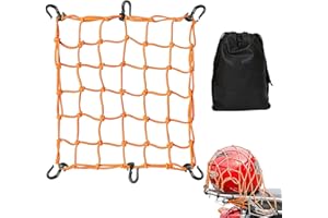 Heavy Duty Motorbike Bungee Cargo Net with 6 Hooks, Motorcycle Helmet Cargo Net Travel Luggage Rack Stretchable Elastic Bike 