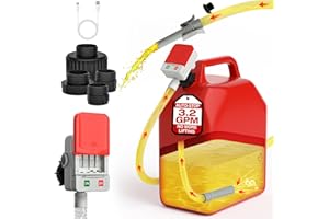 KEIMI Fuel Transfer Pump, Battery Powered Portable Gas Pump with Auto-Stop Sensor, 3.2 GPM High Flow, 51" Flexible Hose, 3 Ad