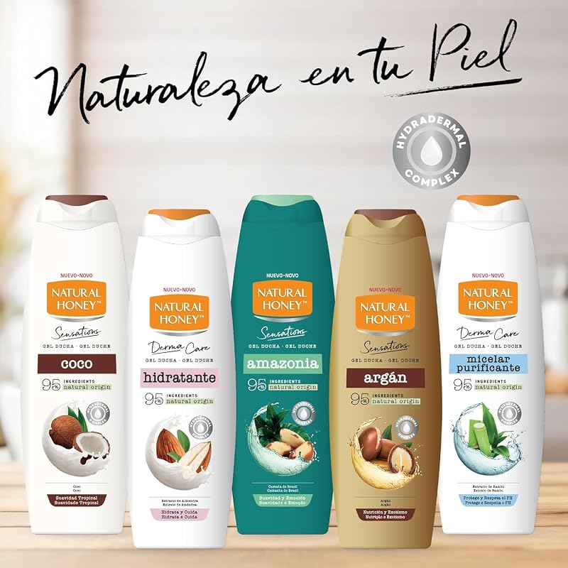 , Gel de Ducha con Extracto Natural de Coco Hidratante y Suavizante, con Hydradermal Complex para una Piel Suave, Fresca y Protegida, Aroma Tropical, Línea Sensations, 650 ml