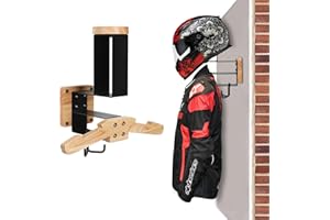 Lifronkit Helmet Holder, Motorcycle Helmet Rack Wall Mount, Solid Wood & Heavy Duty Steel Helmet Wall Mount for Motorcycle,Football,Cycling, Skiing,Tactical Gear Wall Hanger