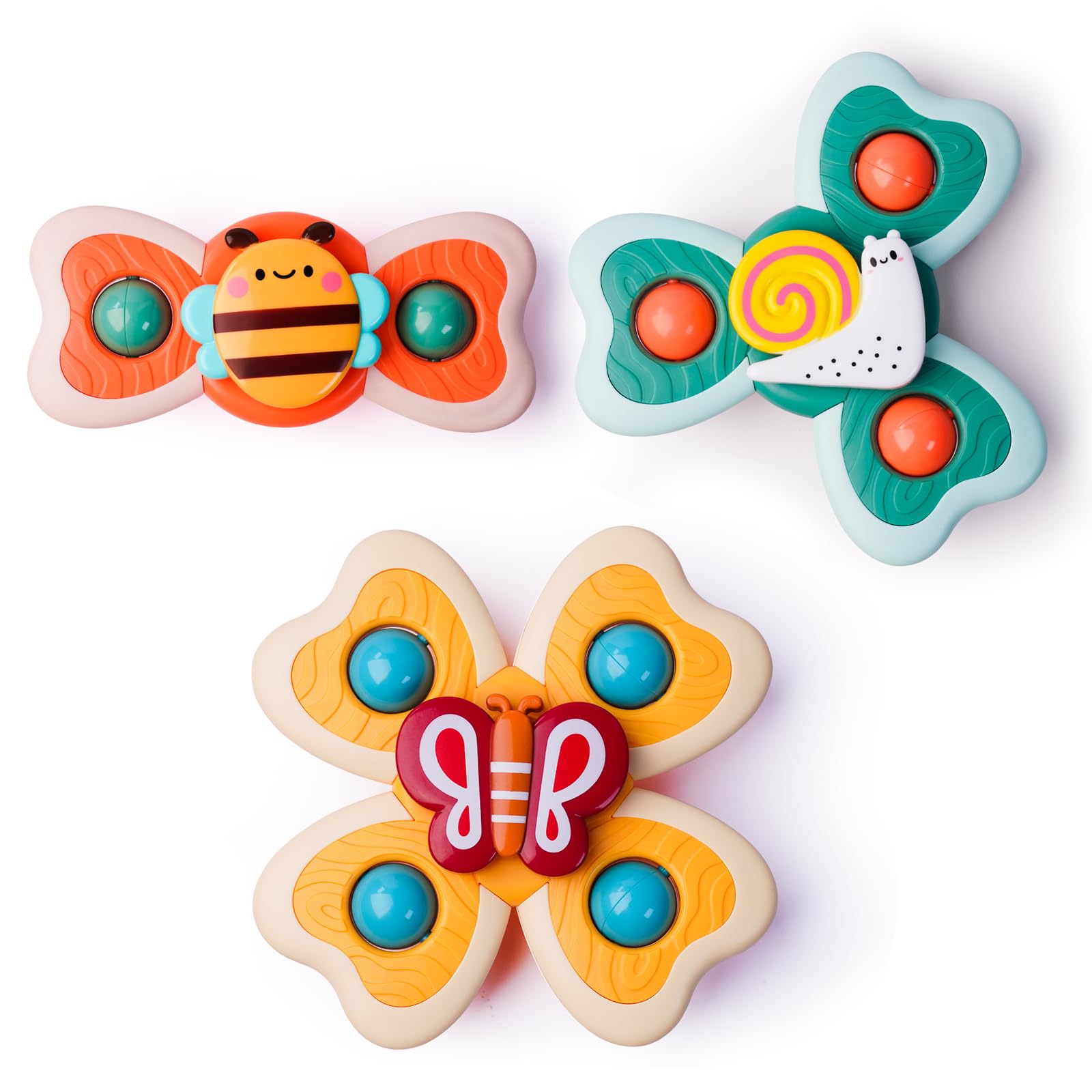 Photo 1 of LiKee Strong Suction Cup Fidget Rotating Sensory Bath Toys for Baby 12 18 Months Airplane Car Travel Table & Window Toys for 1 2 Years Old Toddler Boys and Girls