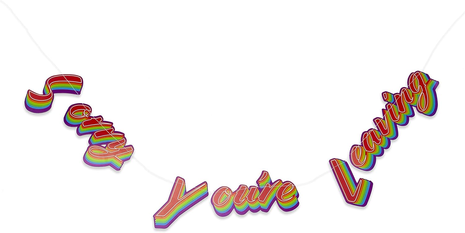 On The Wall Party Banner - Sorry You’re Leaving Stitched Garland - 1.5 cm, Multicoloured - Image 5