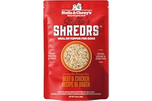 Stella & Chewy's Grass Fed Beef & Chicken Shredrs - Premium Dog Food Pouches - Perfect For Picky Eaters- 24 Pack, 2.8oz Each
