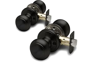 Copper Creek Colonial Passage Interior Door Knob – ANSI Grade-3 Certified, Modern Heavy Duty Handle, Easy Install and Reversible for Bedroom, Bathroom and Closets – Matte Black (2 Pack)