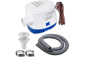 1100GPH Automatic Boat Bilge Water Pump Kit, 1-1/8 inch 12V Small Marine Bilge Pump with Float Switch, 6FT Hose, 2 Clamps, Th