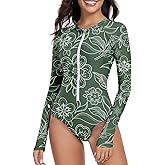 Century Star UPF 50+ Long Sleeve Swimsuits for Women Bathing Suit Rash Guard Surfing Modest One Piece High Neck Swimwear