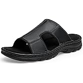 JOUSEN Sandals for Men Leather Slip on Mens Sandals Outdoor Men's Beach Slide Slippers