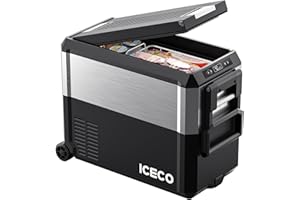 ICECO JP50 Pro Portable Refrigerator,12Volt Car Fridge Freezer, Compact Refrigerator with Secop Compressor, for Outdoor, Camping 51.7 Quart, -4℉～68℉, DC 12/24V, AC 110/240V, Multi-directional Lid