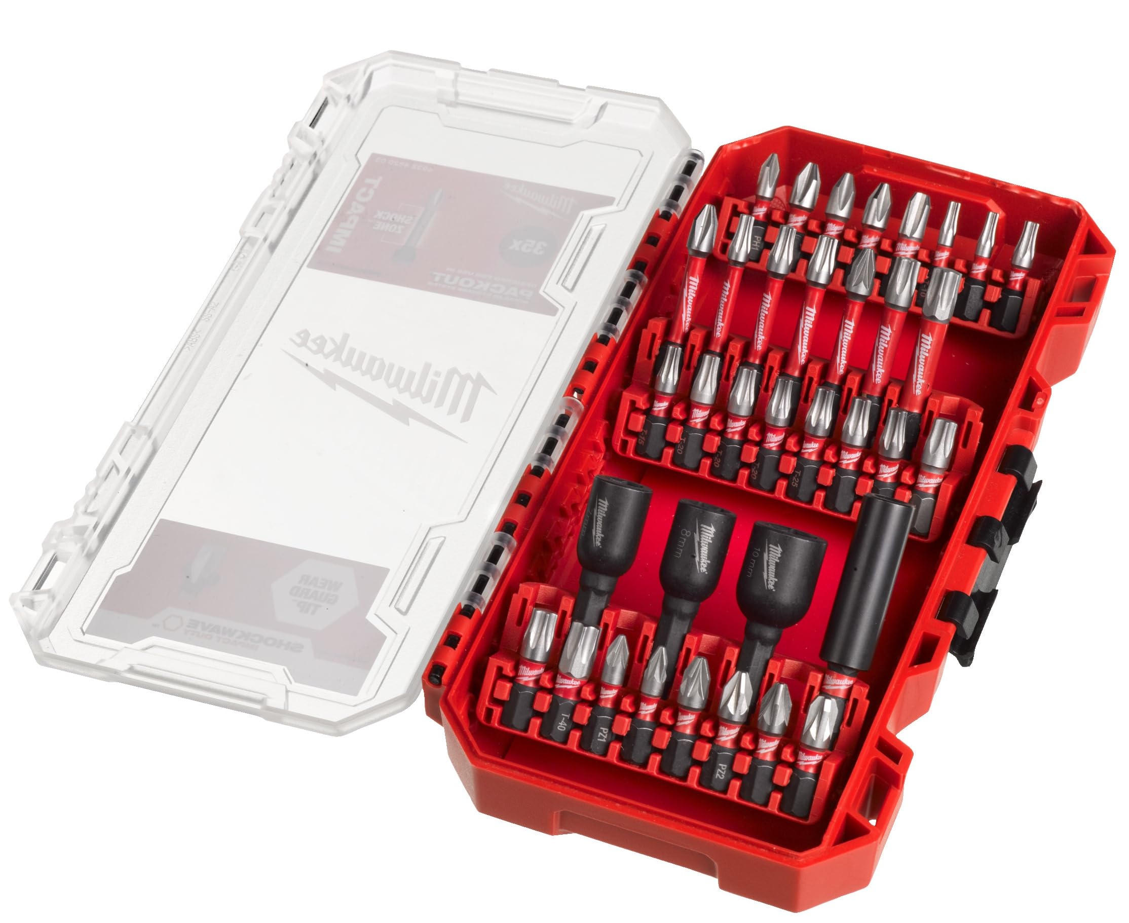 Milwaukee 4932430905 Shockwave Impact Bits and Nut Drivers Set (33 Piece), Red