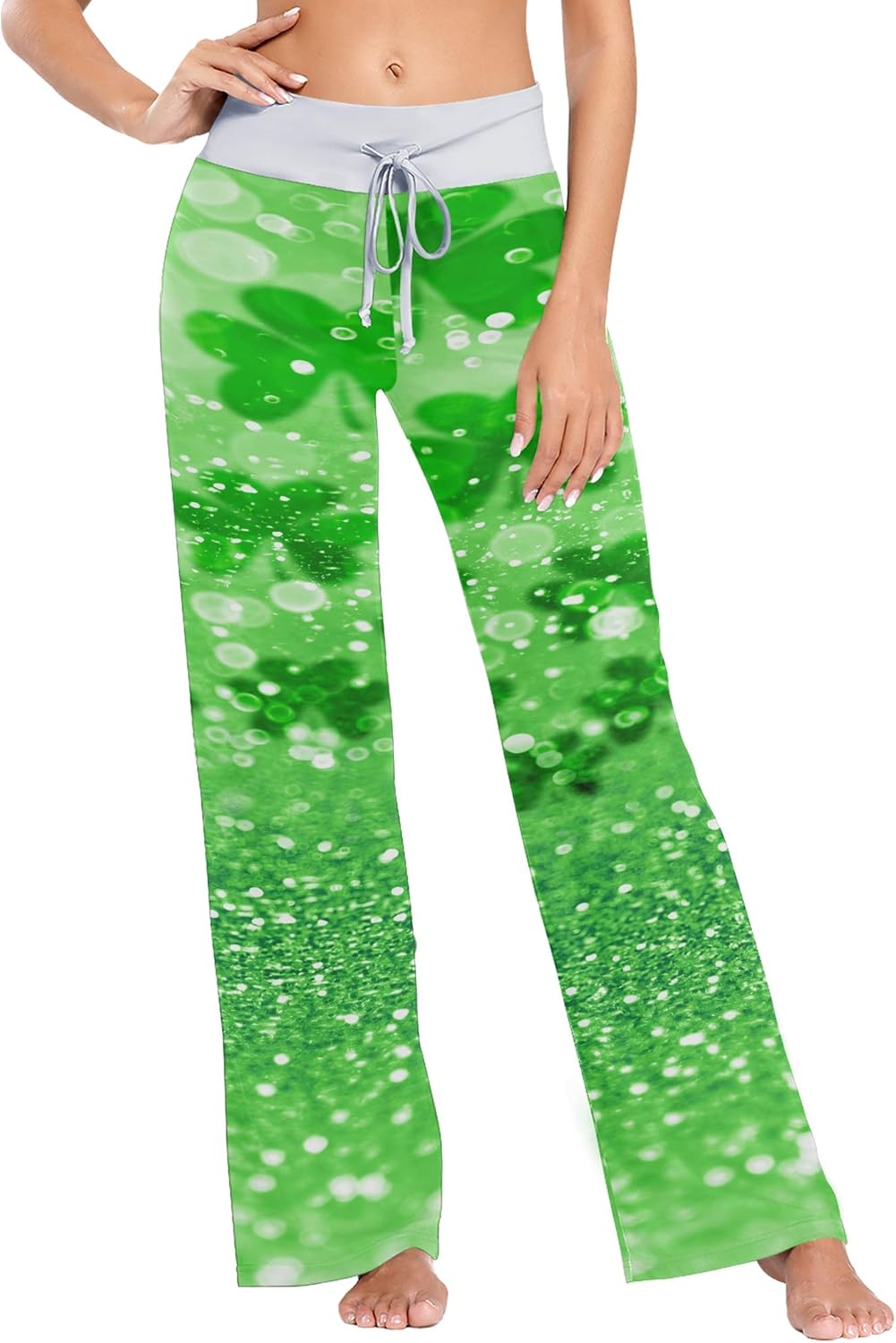 Women S Pajamas Pants Abstract Green Pseudo Glitter Effect Sparkle