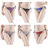 HTRUIYA Women Tie Side Panties Sexy Adjustable G-String See Through Mesh Yarn Thong Underwear