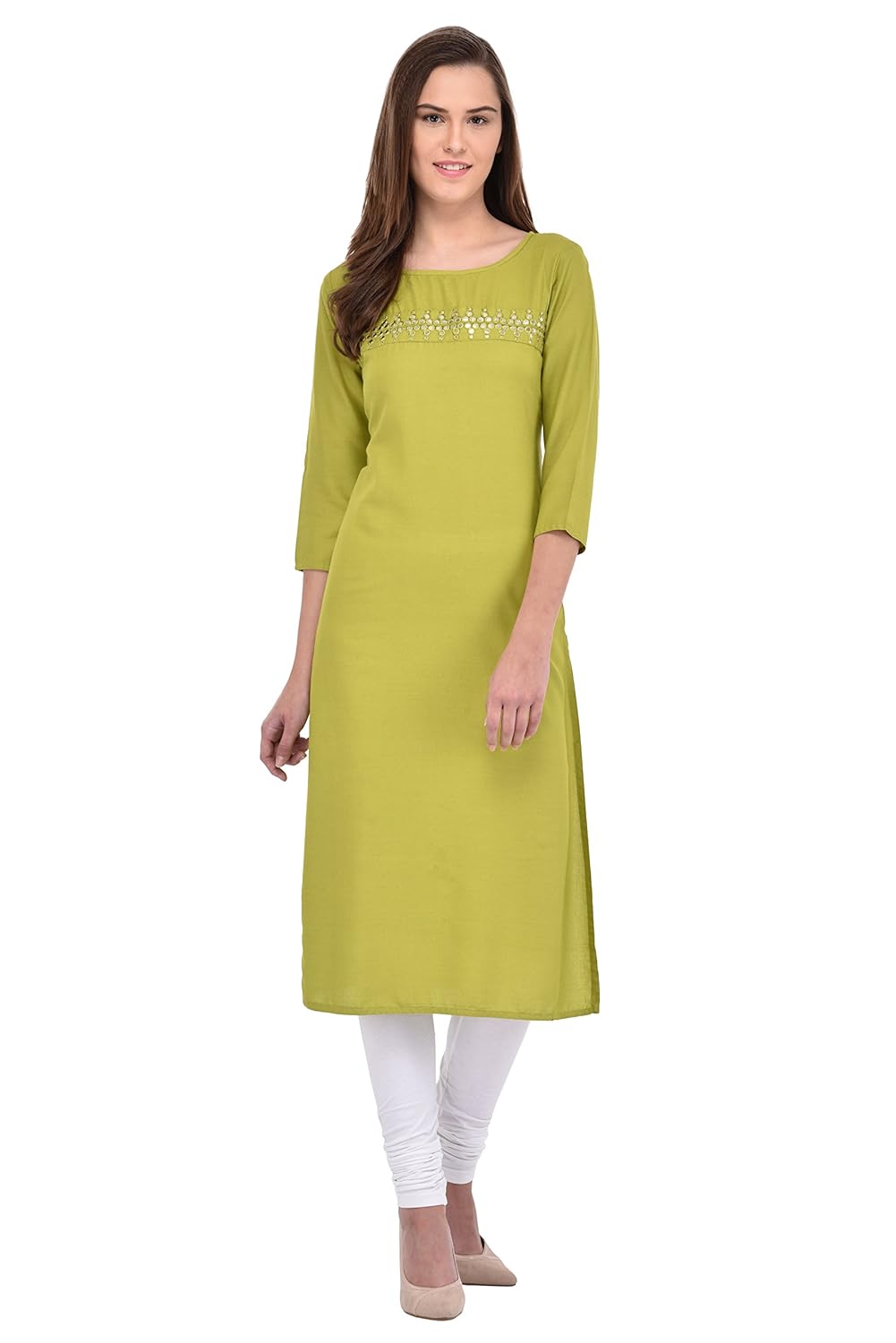 gulmohar jaipur women's cotton kurti (green)