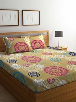 Mafatlal Brown Cotton 144 TC Double Bed Sheet with Pillow Covers Double Bed Sheets Top Selling | Quality Cotton Bedsheet
