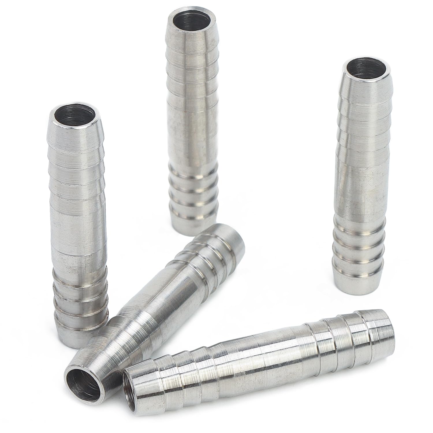 LTWFITTING Bar Production Stainless Steel 316 Barb Splicer Mender 8mm Hose ID Fitting Air Water Fuel Boat (Pack of 5)