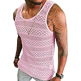 Syktkmx Mens See Through Vest Crewneck Sleeveless Tank Tops Muscle Sexy Mesh Shirts