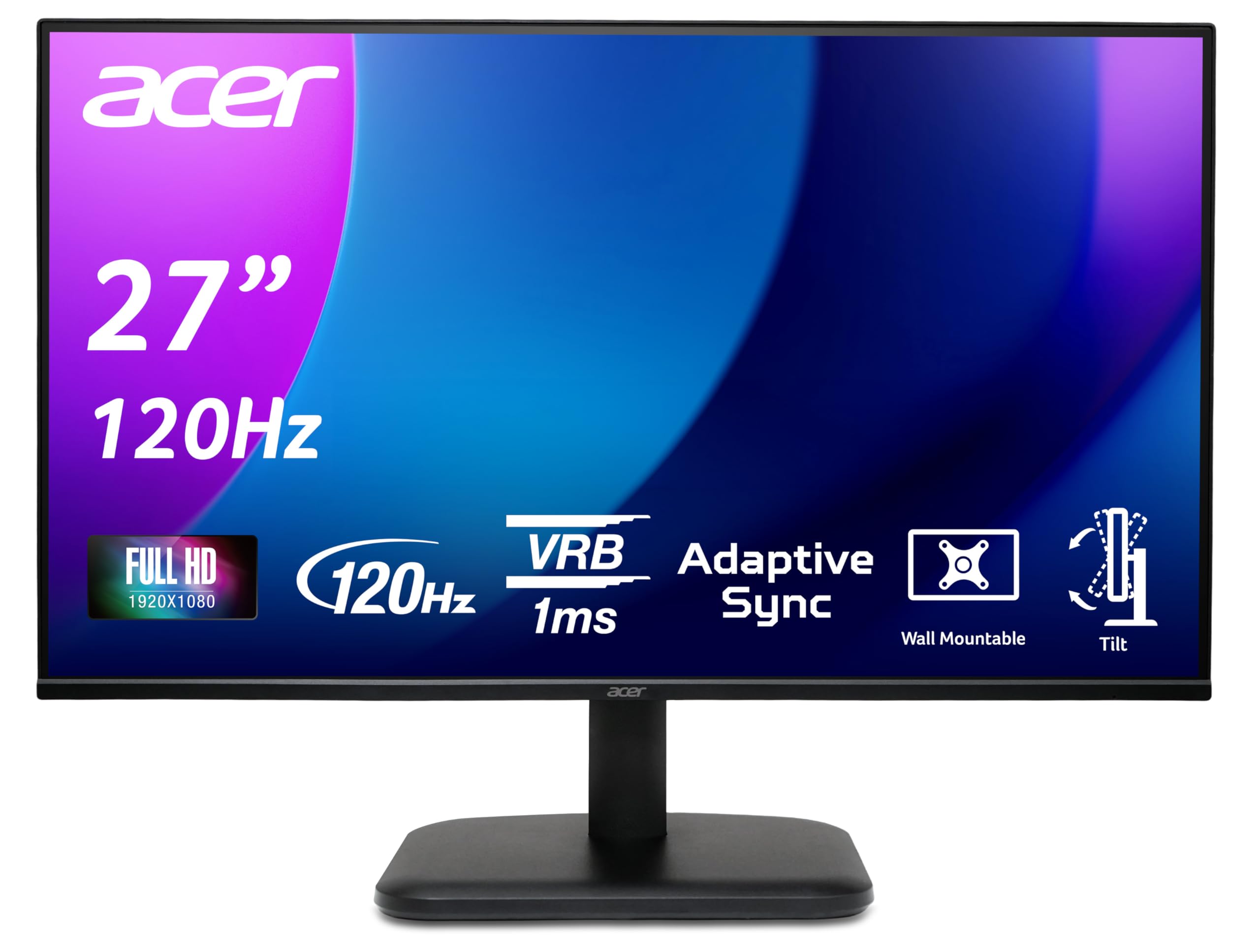 acer EK271 G Monitor 27 Zoll (69 cm Bildschirm) Full HD, IPS, 120Hz HDMI, 75Hz VGA, 4ms (GTG), HDMI 1.4, VGA, AdaptiveSync