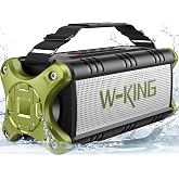 W-KING Bluetooth Speaker Wireless, 90W Max Loud Portable Outdoor Speaker | Deep Bass, IPX6 Waterproof, Floatable, Custom EQ, 40H, Dual Pairing, Subwoofer *2, TF, Large Speaker for Beach/Garage/Jobsite