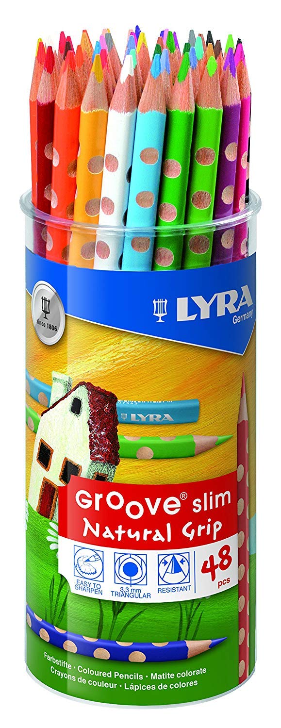 LYRA Groove Slim Wooden Colouring Pencils, 48 Pieces in Assorted Colours, Ideal for Children and Schools