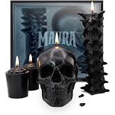 MAVRA Gothic Skull Candle Set, Sculpted Black Skulls for Goth Home Decor | Gothic Decor Dyed to the Core. Witchy Home Decor and Spell Candles in One. Ghost Candles for Spooky Home Decor.
