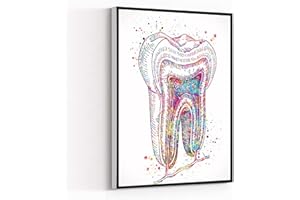 LigLzve Tooth section Watercolor Print Molar Art Dental Clinic Decor Dentistry Student Science Dentist Office Gift Poster Decorations For Living Room 8X12 Inch Framed Modern Canvas Wall Black2