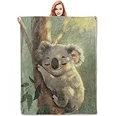 VANZEV Cute Koala Blanket,Anime Flannel Throw Blankets,Soft Warm Lightweight Cozy Plush Koala Throws for Bedroom Sofa Home Decor Gifts for Women Lovers Kids Girls 50"x60"