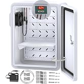 Akwscyby Outdoor Electrical Box with Thermostat and Fan, Precise Temperature Control 0.1&deg;F, IP65 Water Resistant Rating, Galvanized Steel, Aluminum Rear Beam(17.7" x 13.8" x 7.9")