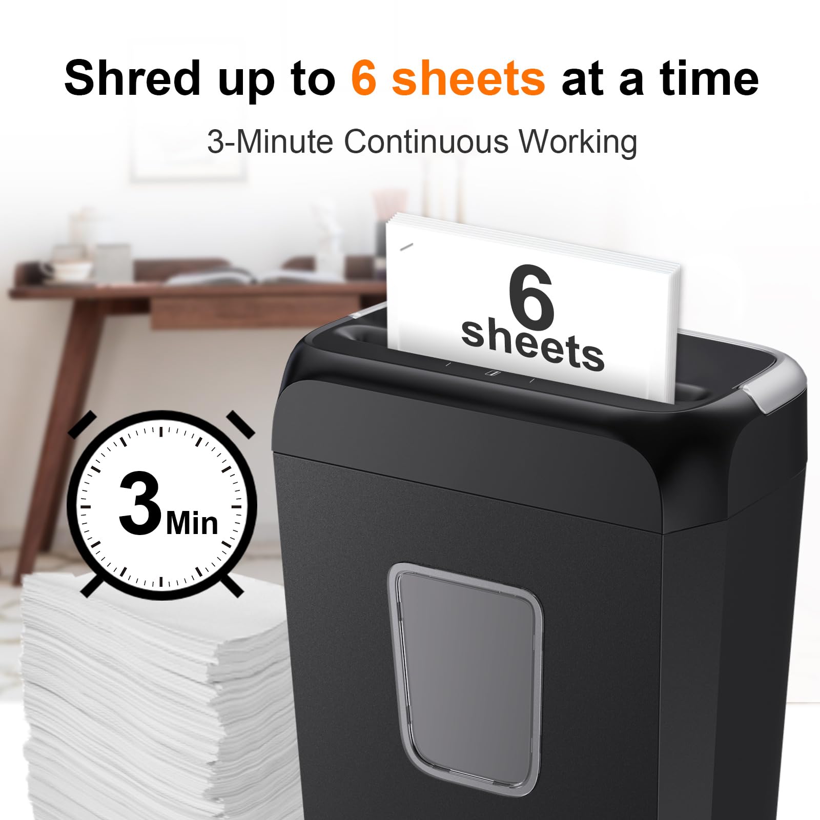 Bonsaii 6 Sheet Cross Cut Paper Shredder, Compact Shredder for Home & Small Office Use, Shreds Credit Cards, Staples, and Clips, Portable Handle Design, 13L Bin (C237-B Upgrade Version)