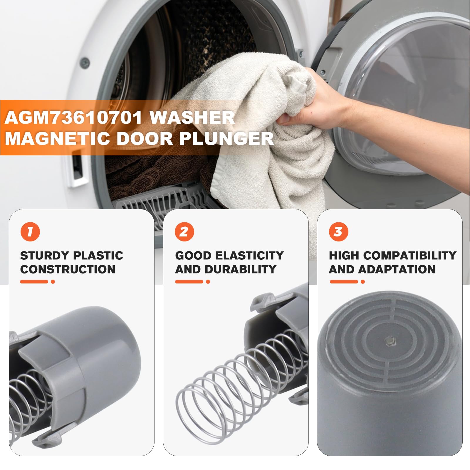 2025 Upgraded AGM73610701 Washer Magnetic Door Plunger Replacement Part for LG wm3050 wm3170cw wm8000ha wm3770 wm3670hwa Kenmore elite washer parts 796.4148 and more models by Beaquicy