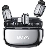 BOYA mini 2 Wireless Lavalier Microphone for iPhone 15/16/17 & Android,AI Noise Cancellation,App Control, 30H Battery Life with Charging Case,Lapel Microphone Wireless for Video Recording Podcast Vlog
