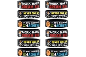 Inkstone (12-pack) Basketball Wristbands with Motivational Quotes - Wholesale Bulk Bracelets for Basketball Party Favors Awards Gifts for Team - Unisex for Men Women Adults