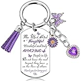 Best Friend Birthday Gifts for Women - Inspirational Friendship Keychain Purple Butterfly Charm Gift for Female Friends, Long Distance Graduation Going Away Thank You Themed Keyring for Bestie