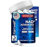 Karrwell NAD+ Advanced 500MG Liposomal NAD+ with Resveratrol - NAD Supplement for Men & Women - NMN Alternative for Cellular Energy & Healthy Aging - 60 Capsules, 30 Day Supply