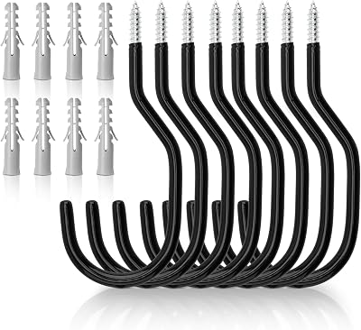 KINGLAKE 8 Pcs Black Bike Hooks Heavy Duty Ceiling Wall Mount Hanger