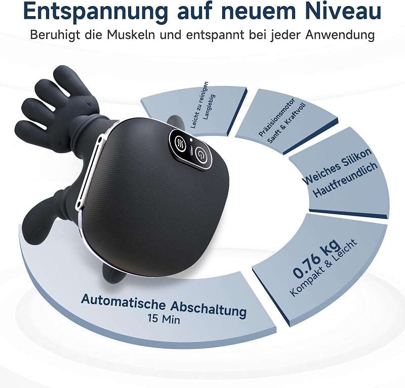 4D Shiatsu Nackenmassagegerät mit Wärme, 3 Intensitätsstufen