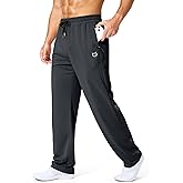 G Gradual Men's Athletic Sweatpants with Zipper Pockets Lightweight Quick Dry Mesh Workout Pants Open Bottom for Casual
