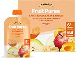Mama Bear Organic Fruit Pouch Apple Banana Pear Apricot Puree 6x90g view 3