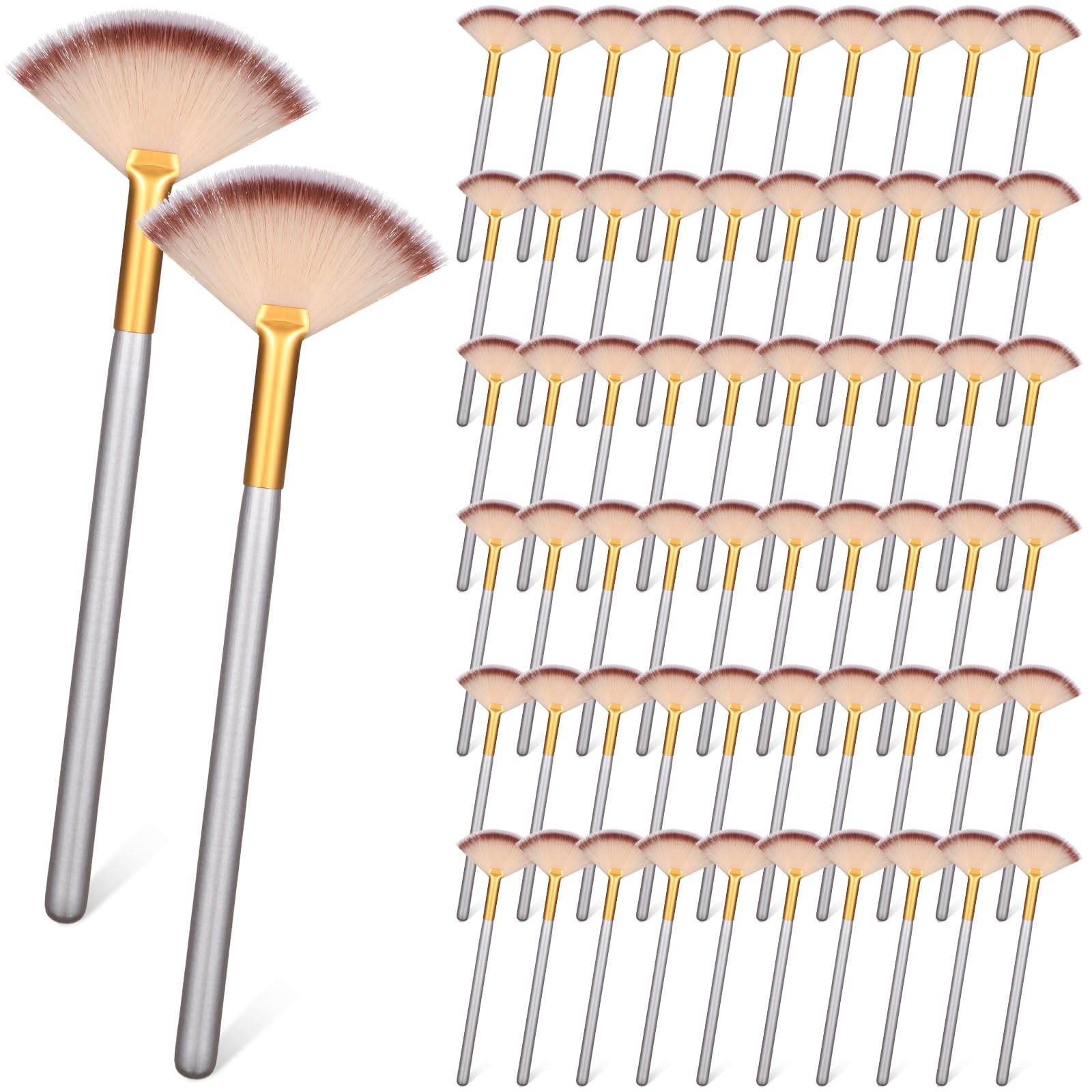 Photo 1 of 60 Pcs Fan Facial Brushes Fan Mask Soft Facial Applicator Brushes Acid Brush Cosmetic Makeup Blush Applicator Tools for Esthetician Eyeshadow Peel Mud Cream(Champagne, Black)