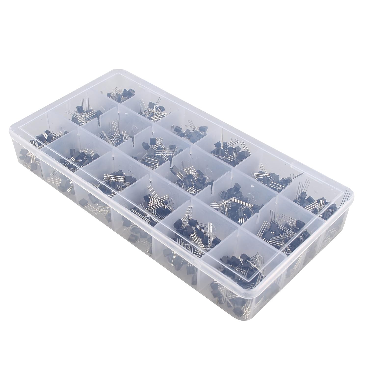 HALJIA 900Pcs 18 Kinds Transistor NPN PNP Kit Set 30-180V 50-1500mA Assortment Model:A1015,A733,C945,C1815,S8050,S8550,S9012,S9013,S9014,S9015,S9018,SS8050,SS8550,2N2222,2N3904,2N3906,2N5401,2N5551 - Image 5