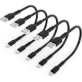 6 inch iPhone Charge Cable Short, 0.5ft 5Pack USB to Lightning Cord for Fast Charging Stations Compatible with Apple iPhone 12 11 Pro Max Xs 8 7 6 5 Plus, iPad Air/Mini