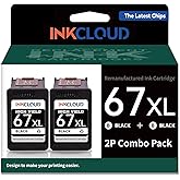 INKCLOUD Remanufactured 67xl Black High-Yield Black Ink Cartridge Compatible with HP 67 67XL for 2700 2700e 2752 2752e 2755 2