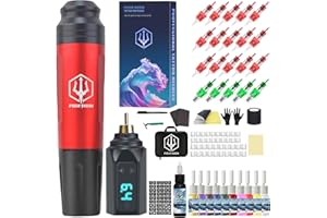 TROYTATU Tattoo Pen Kit-Tattoo Kit with 20Pcs Tattoo Needles Cartridge, Tattoo Machine Kit with Wireless Tattoo Power Supply and Tattoo Pen, Tattoo Gun Kit for Beginners