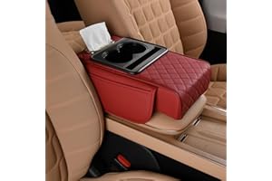Multifunctional Pu Leather Car Armrest Box Mat, Car Tissue Box Holder with Cup Holder & Cars Tissue Holder Universal Arm Rest
