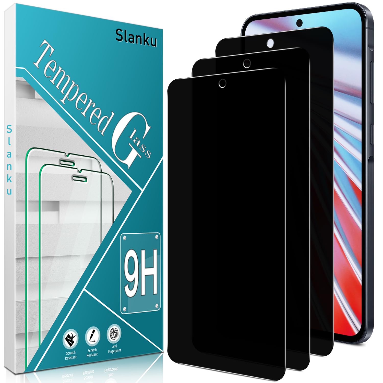 Slanku [3 Pack Privacy Screen Protector for Samsung Galaxy A36 5G, A56 5G Tempered Glass Film, Anti-Spy, Case Friendly, 9H Hardness