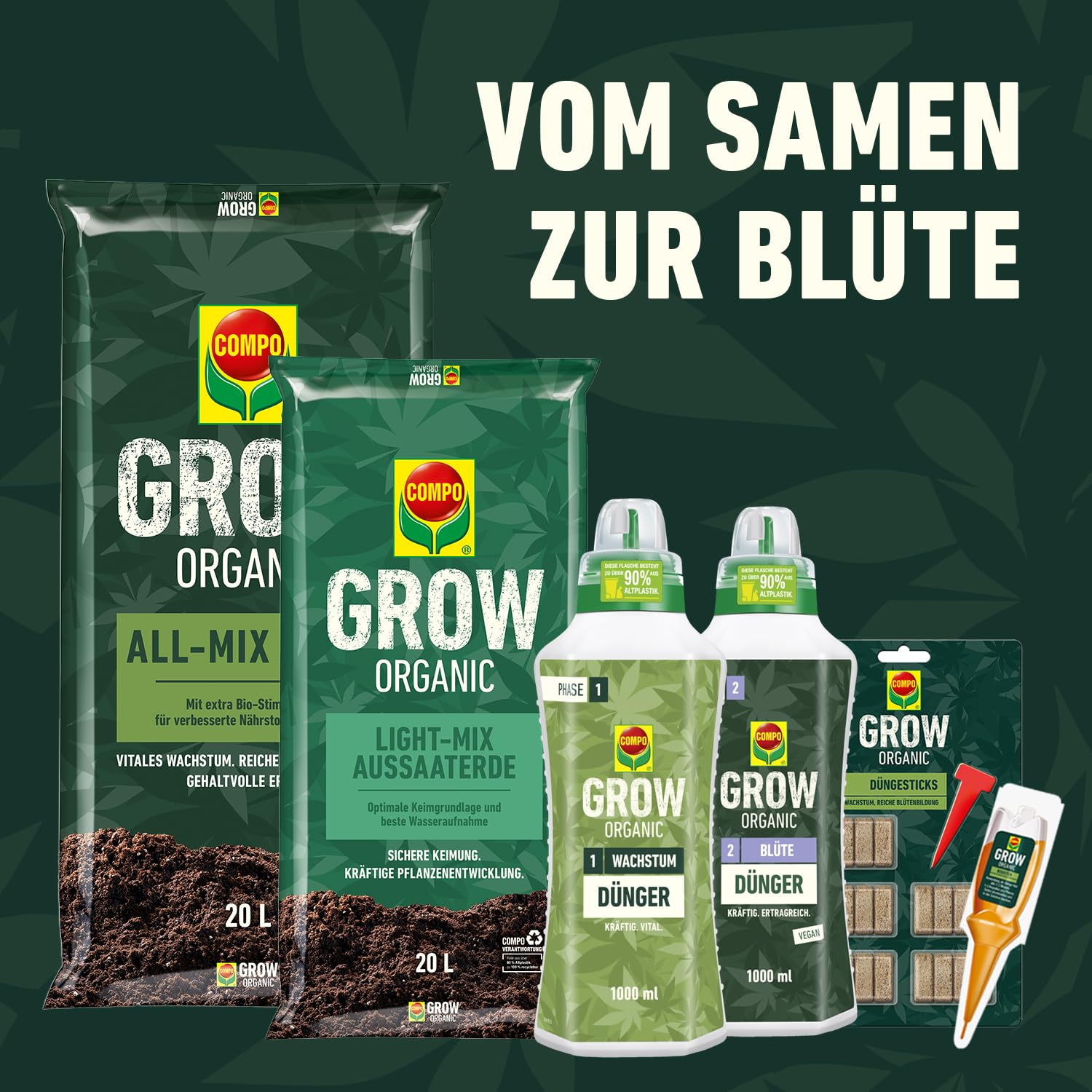 COMPO GROW ORGANIC Blüte Dünger für Spezialkulturen - Dünger für Indoor & Outdoor - Spezialdünger für die Blütephase - organisch - 500ml, braun 4
