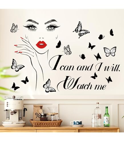 Wandaufkleber 'Salon Beauty Is Having A Pretty Mind And Soul' | Selbstklebend | Vinyl-Dekor Fürs Mädchenzimmer | 58x112 Cm