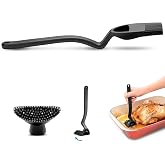 Dreamfarm Brizzle Basting Brush with Built-In Sauce Reservoir - Black | Sit-up, mess-free BBQ and pastry brush, flexible bristles, scoop and drizzle baster, holds 1 tbsp of liquid
