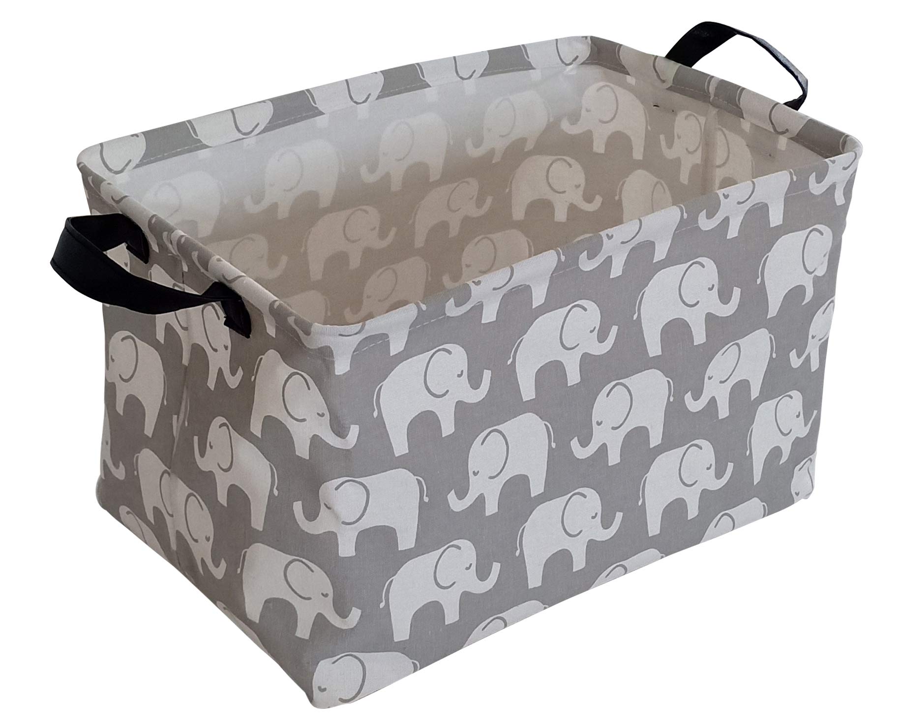 KUNRO Rectangle Toy Bin Waterproof storage organizer for Nursery Hamper Home decor Closet Kids Bedroom Laundry Baby Gift Shelf Baskets(Elephant)