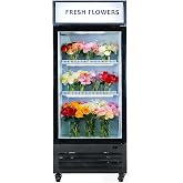Commercial Flower Beverage Refrigerator Floral Display Fridge,Glass Door Drink Cooler with LED Light Adjustable Shelves,ETL Certificate,Wheels Included,16.5Cu Ft,68.9''High