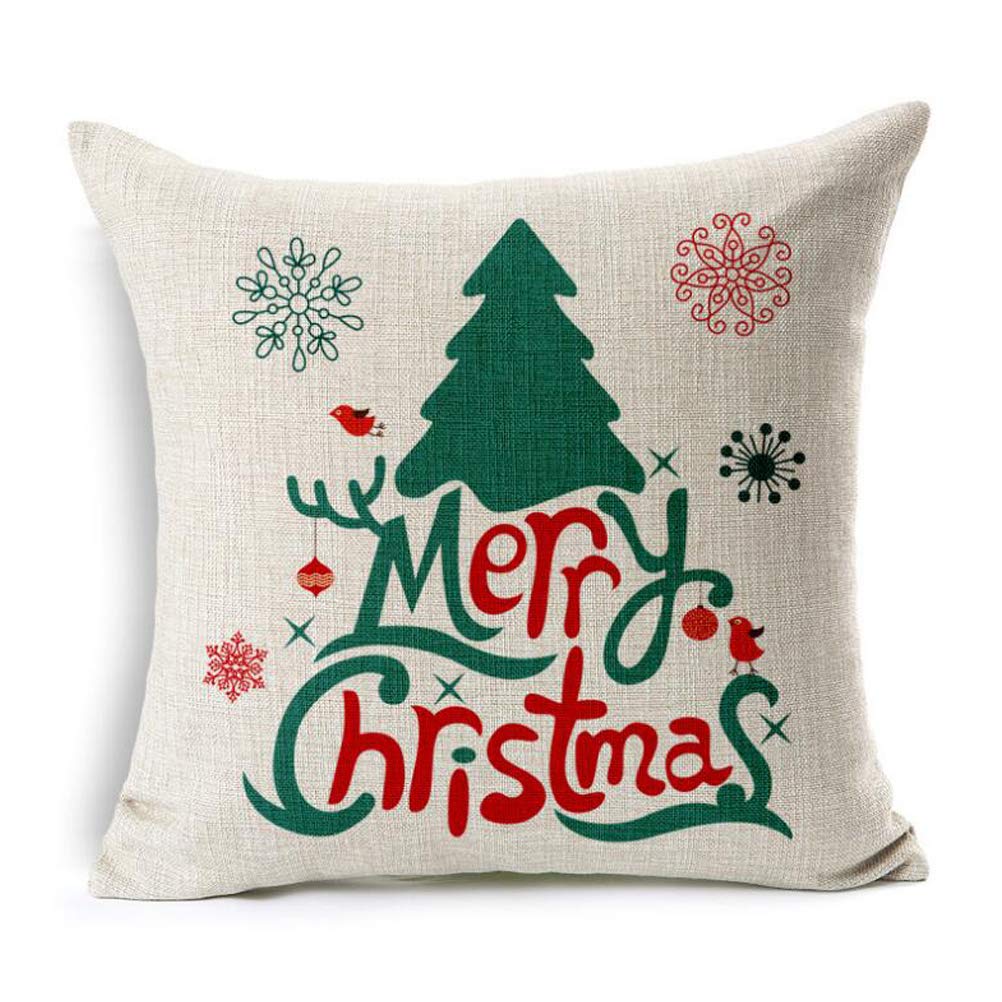 U-LOVE Merry Christmas Decorative Pillow Covers Christmas Tree Christmas Deer Santa Claus Pillowcases Throw Cushion Cover 18x18 Inches,4Pack(Merry Christmas)